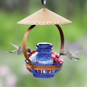 Blue Hummingbird Feeder – Pot de Creme Shelter