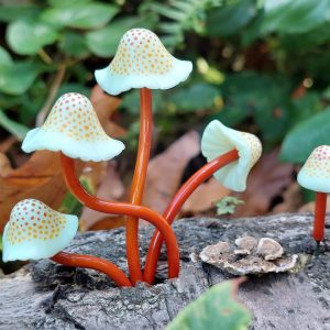 Set of 5 Rust-Coloured Noticed Polymer Mushrooms