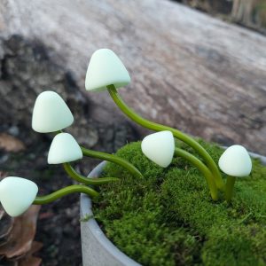 Set of 9 Cream Polymer Mushrooms